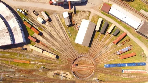 Railway station with trains. Stock Footage 107072099