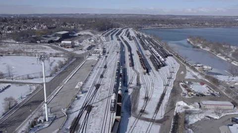 Railway station in winter Stock Footage 232434720