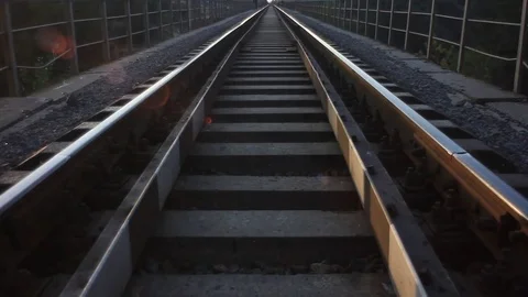  Railway at Sunset Stock Footage 71151932