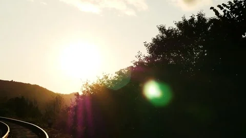The railway is at sunset Stock Footage 80016154