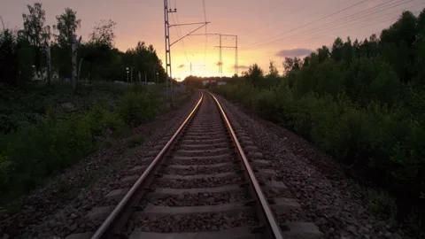 A railway at sunset. Stock Footage 278411942