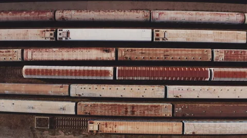 Railway switching Yard with many parallel railroad tracks 4k 스톡 동영상 150733234