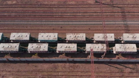 Railway switching Yard with many parallel railroad tracks 4k 스톡 동영상 150790291