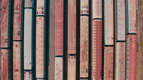 Railway switching Yard with many parallel railroad tracks 4k 스톡 동영상 150791727