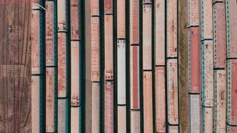 Railway switching Yard with many parallel railroad tracks 4k 스톡 동영상 150792105