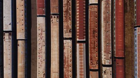 Railway switching Yard with many parallel railroad tracks 4k 库存照片
