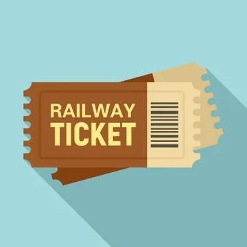 Railway ticket icon, flat style Stock Illustration