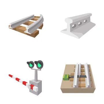 Railway track elements and safety control equipment Stockillustratie