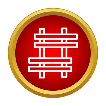 Railway track icon in red circle button Stock Illustration