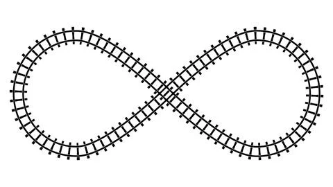 Railway track infinity loop continuous crossover intersection transportatio.. Stock Illustration