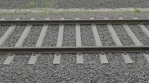 Railway track line parallel at low speed. Stock Footage 277839814