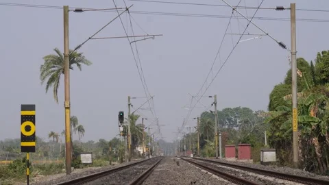 Railway Track Overhead Lines Stock-Footage 336430413