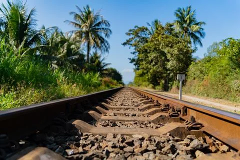 The railway track. 스톡 사진
