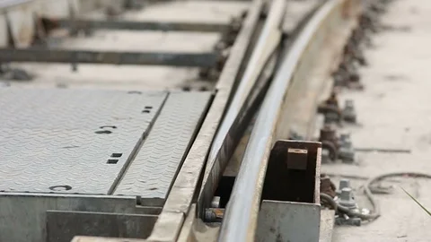 Railway Track Scissors Close Up Video stock 95168309
