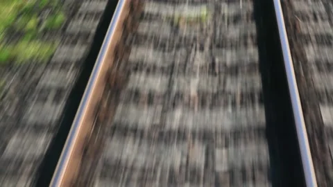 Railway Track Seen from Train Driver Perspective POV Stock Footage 135439235