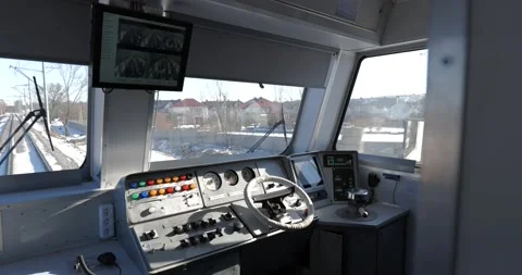 Railway Track Seen from Train Perspective POV. Snowy railway. Video stock 222962372