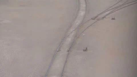 Railway Track Switch Junction from Above Stock Footage 333081290