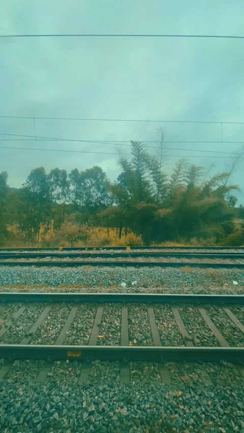 Railway track view in parallel motion. Rails for trains. Stock-Footage 221445594