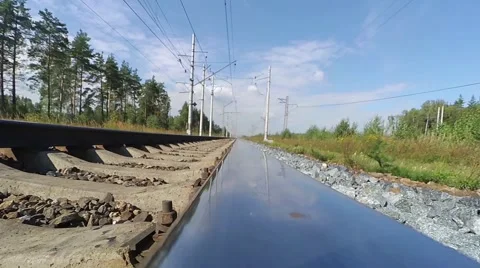 Railway tracks and clouds. Time-lapse 스톡 동영상 53484013