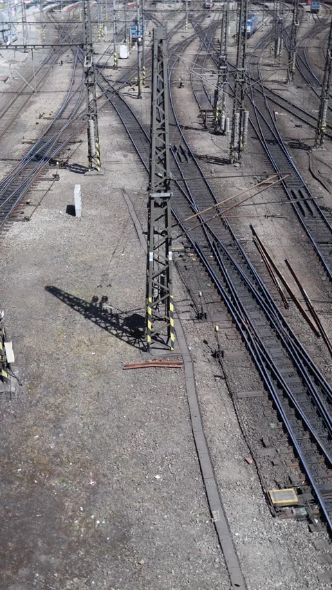 Railway tracks and junction from above Stock Footage 335584075