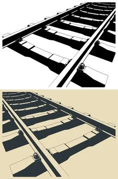 Railway tracks close-up Stock Illustration