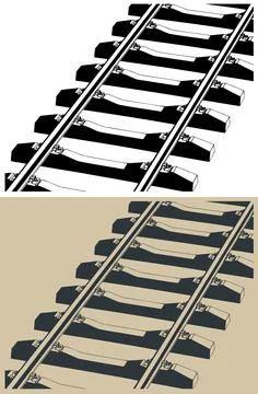 Railway tracks close-up illustrations Stock Illustration