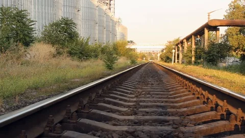 Railway tracks at sunset Stock Footage 114609254