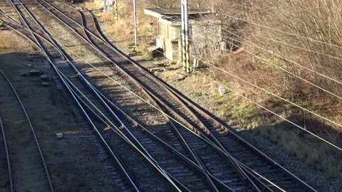Railway tracks with switches and interchanges. Stock Footage 165763655