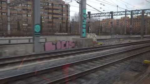 Railway tracks from the train window. Stock Footage 201111725