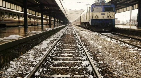 Railway tracks in winter Stock Footage 621683