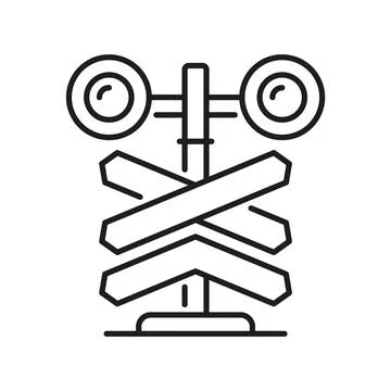 Railway traffic light, train transport line icon Stock Illustration