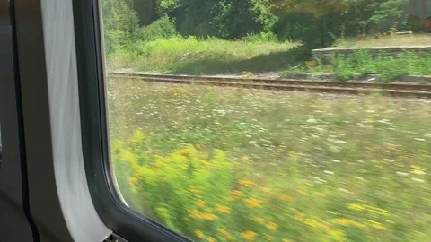 Railway traffic view through the window Stock Footage 115323915