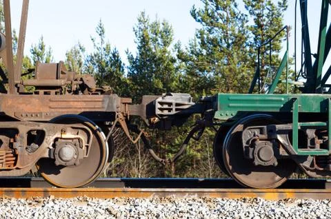 Railway train cars. automatic coupling Stock Photos