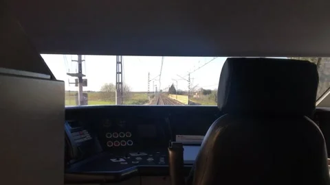 Railway train cockpit view Video stock 273210863