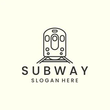 Railway train with linear style logo icon template design. subway, train elec Stock Illustration