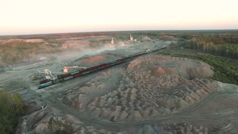 Railway train loaded granite ore Video stock 74374807