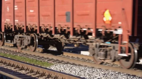A railway train of shipping containers, slow motion video Stock Footage 99870033