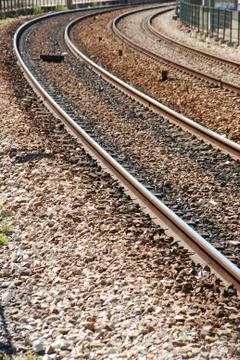 Railway train track Stock Photos