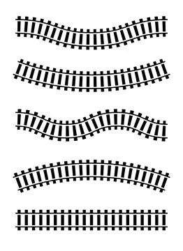 Railway train track vector route. Rail pattern round circular curve railroad Stock Illustration