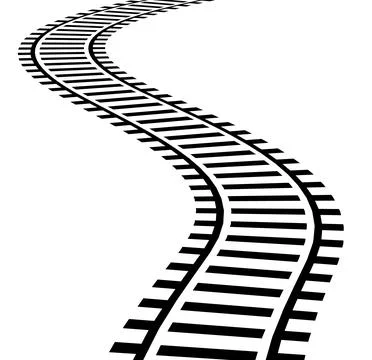 Railway train track vector route. Rail pattern curve railroad path icon. Illustrazione stock