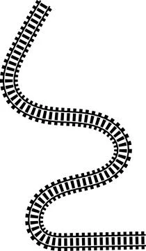 Railway train track vector route. Rail line, subway map, and railroad Stock Illustration