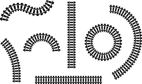 Railway train track vector route. Rail line, subway map, and railroad Illustrazione stock