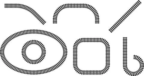 Railway train track vector route. Rail line, subway map, and railroad Stock Illustration