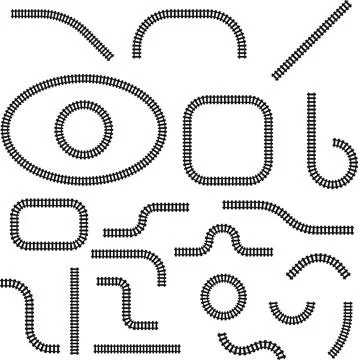 Railway train track vector route. Rail line, subway map, and railroad Stockillustratie