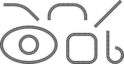 Railway train track vector route. Rail line, subway map, and railroad Stock Illustration