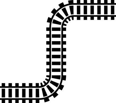 Railway train track vector route. Rail line, subway map, and railroad Illustrazione stock