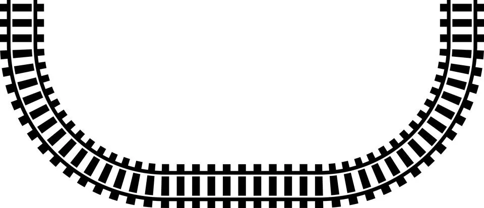Railway train track vector route. Rail line, subway map, and railroad Stockillustratie