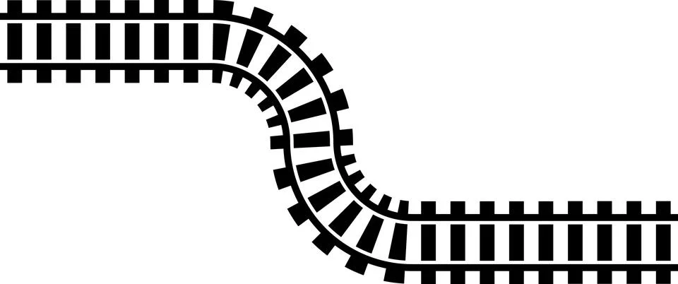 Railway train track vector route. Rail line, subway map, and railroad Illustrazione stock