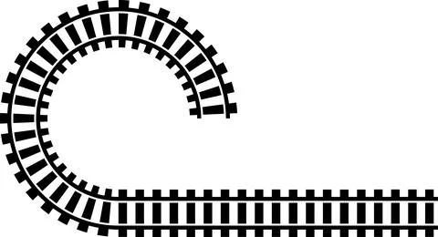 Railway train track vector route. Rail line, subway map, and railroad Stock Illustration