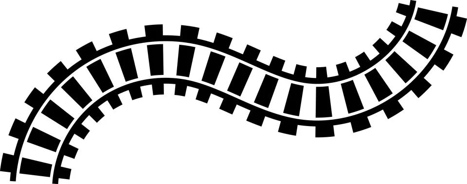 Railway train track vector route. Rail line, subway map, and railroad Stock Illustration